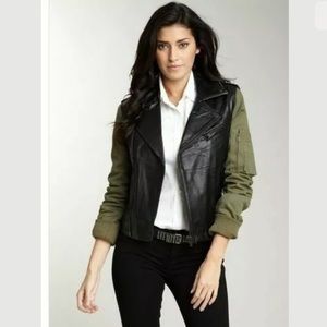 William Rast Leather Jacket with Fabric Sl…